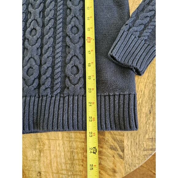 L.L Bean Double L Women's Cableknit Sweater Size S Navy Blue - Picture 6 of 8